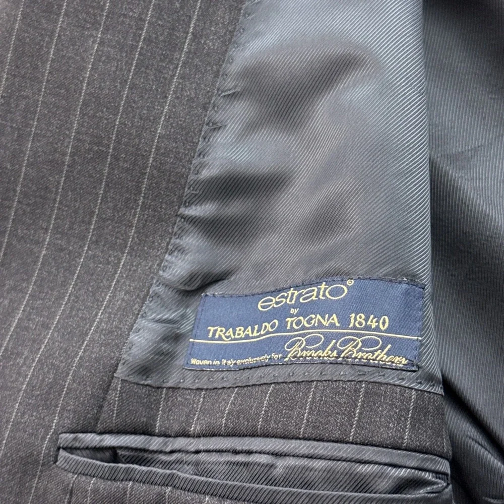 Brooks Brothers 1818 Regent Blazer Mens 48R Grey Pinstripe Wool Estrato USA